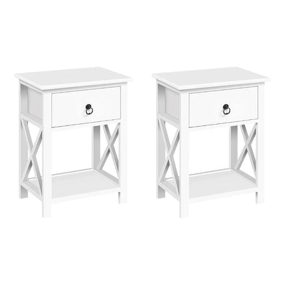 Artiss 2 X Bedside Table 1 Drawer with Shelf - EMMA White - Mekamart Australia