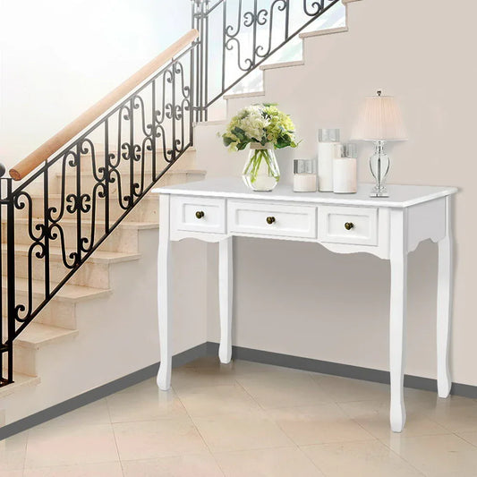 Artiss Console Table 3 Drawers White Hamptons - Mekamart Australia
