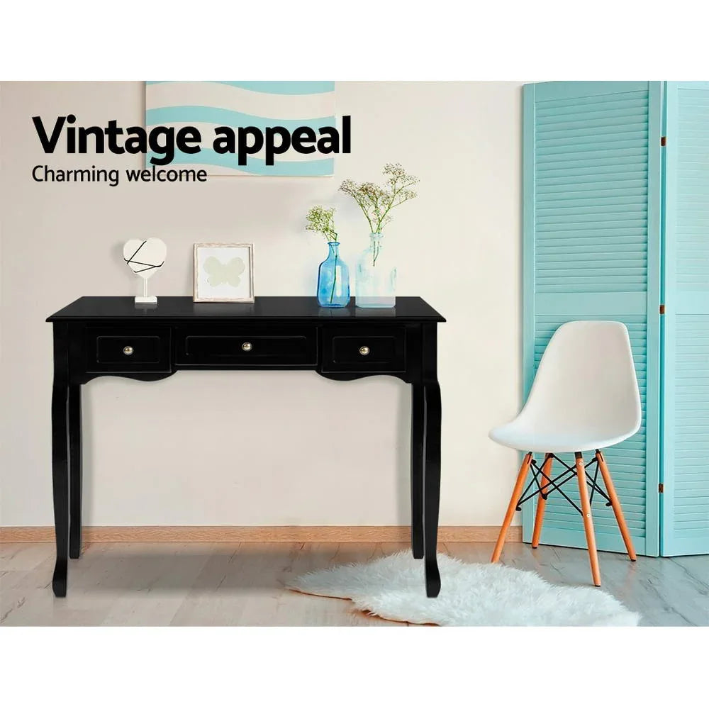 Artiss Console Table 3 Drawers Black Hamptons - Mekamart Australia