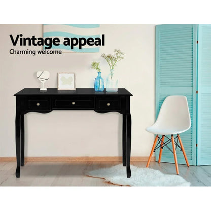 Artiss Console Table 3 Drawers Black Hamptons - Mekamart Australia