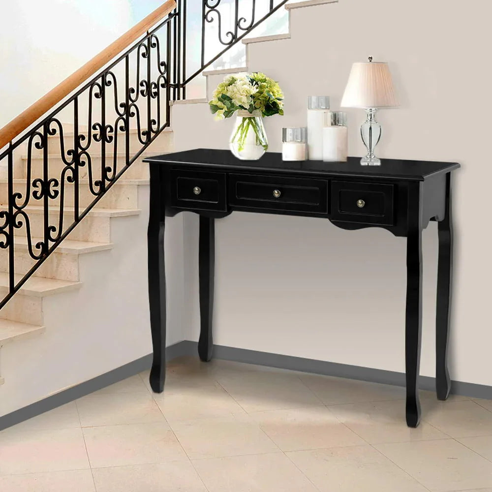 Artiss Console Table 3 Drawers Black Hamptons - Mekamart Australia