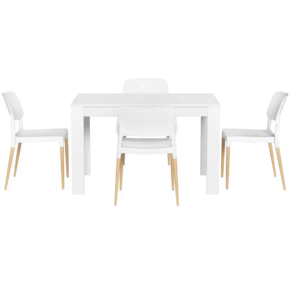 1 Artiss Dining Table and 4 Chairs Set White Wood - Mekamart Australia