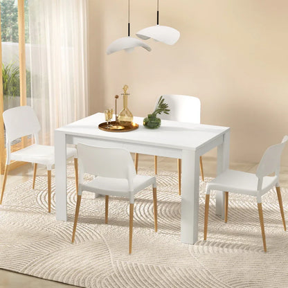 1 Artiss Dining Table and 4 Chairs Set White Wood - Mekamart Australia