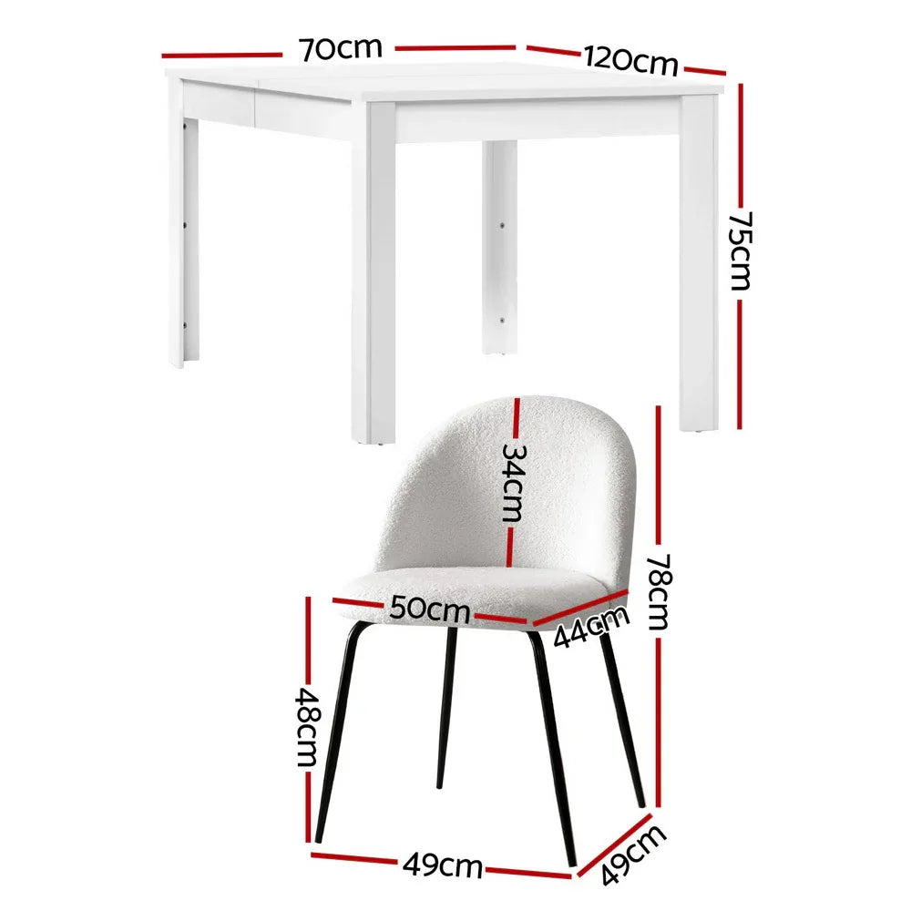 1 Artiss Dining Table and 4 Chairs Set White Sherpa - Mekamart Australia