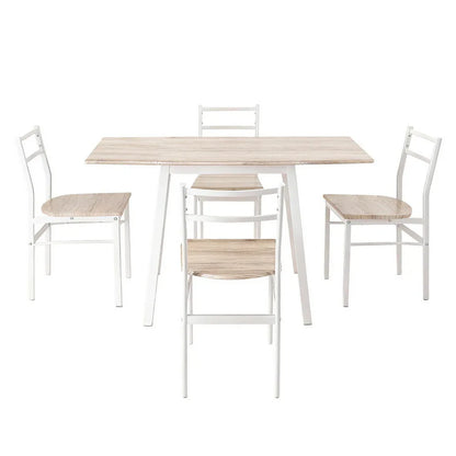 Artiss Dining Table and Chairs Set 5pcs Foldable Kitchen Furniture Natural White - Mekamart Australia
