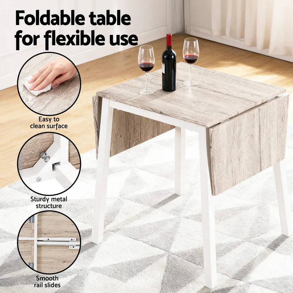 Artiss Dining Table and Chairs Set 5pcs Foldable Kitchen Furniture Natural White - Mekamart Australia