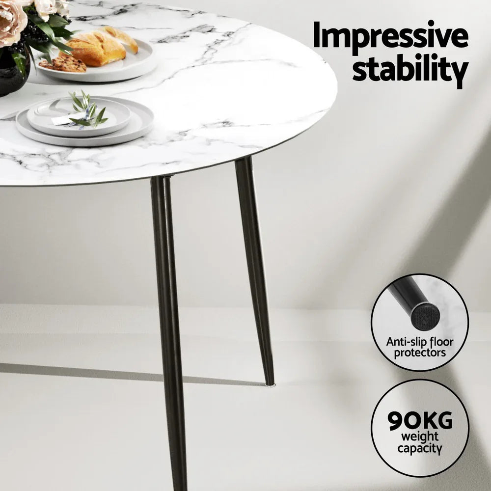 1 Artiss Dining Table and 4 Chairs Set Marble White - Mekamart Australia