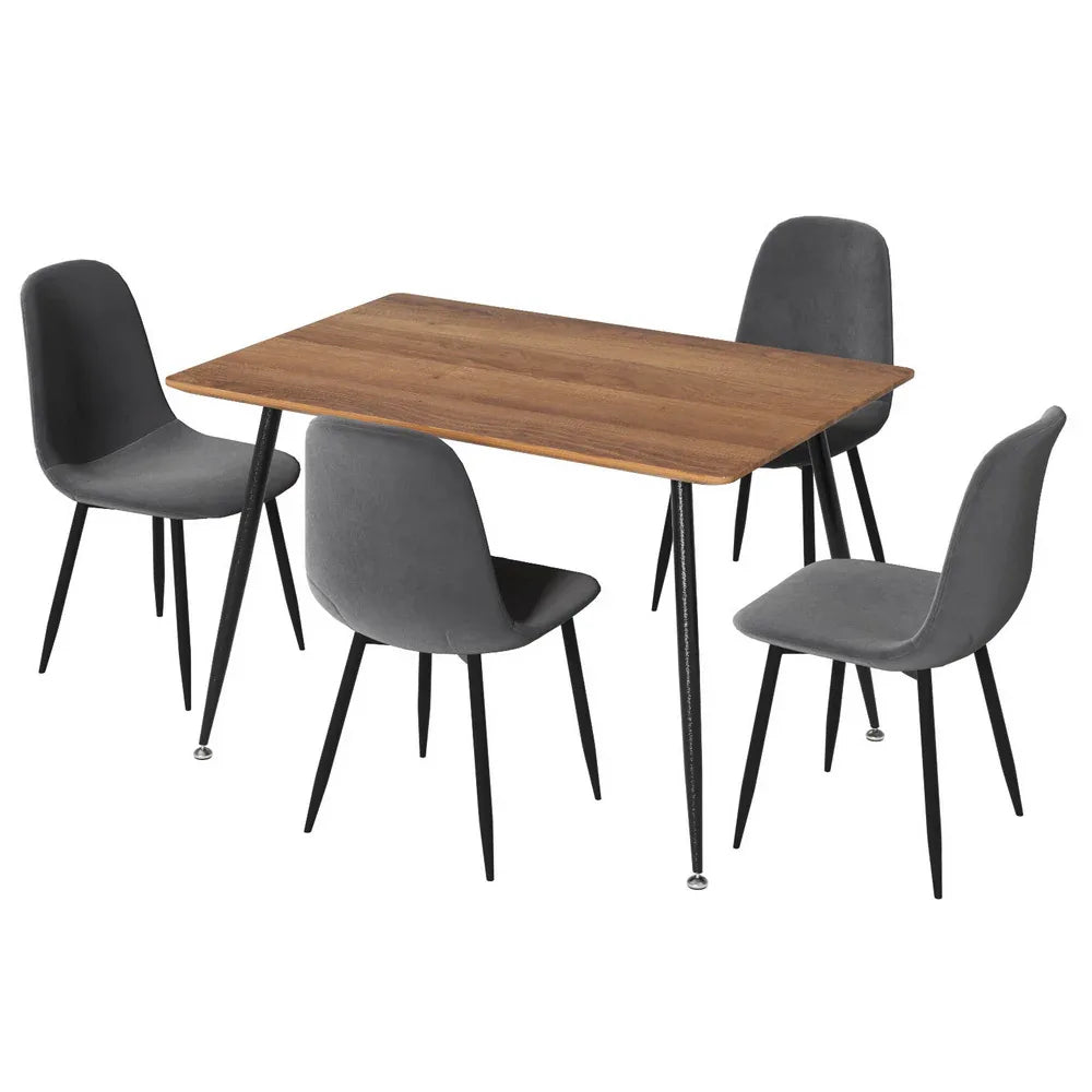1 Artiss Dining Table and 4 Chairs Set Grey Metal - Mekamart Australia