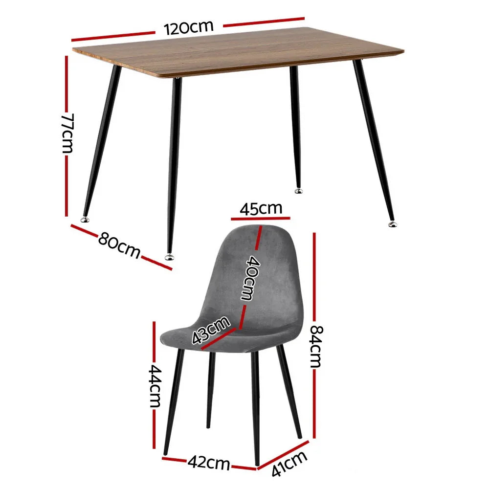 1 Artiss Dining Table and 4 Chairs Set Grey Metal - Mekamart Australia