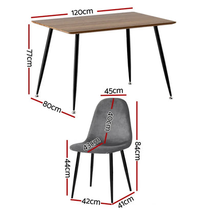 1 Artiss Dining Table and 4 Chairs Set Grey Metal - Mekamart Australia