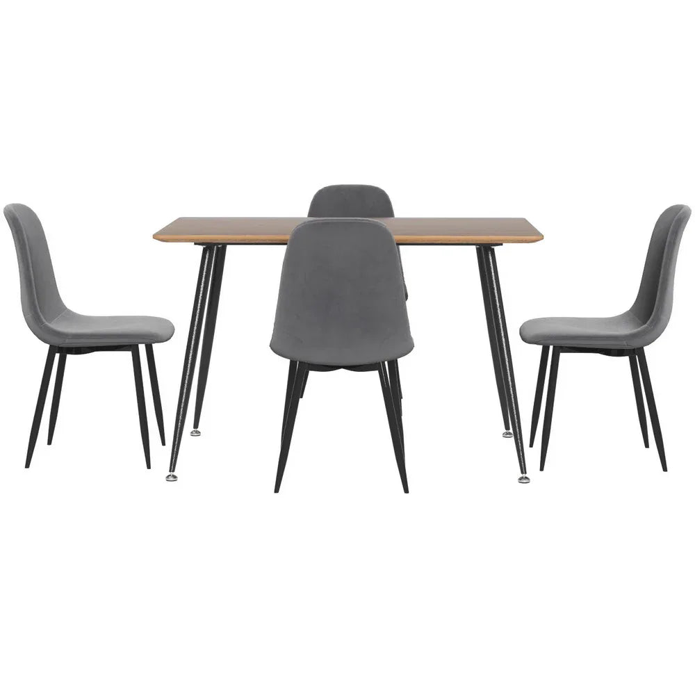 1 Artiss Dining Table and 4 Chairs Set Grey Metal - Mekamart Australia