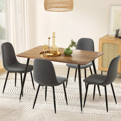 1 Artiss Dining Table and 4 Chairs Set Grey Metal - Mekamart Australia