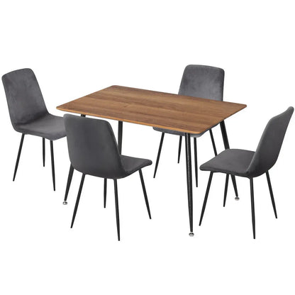 1 Artiss Dining Table and 4 Chairs Set Grey Velvet - Mekamart Australia
