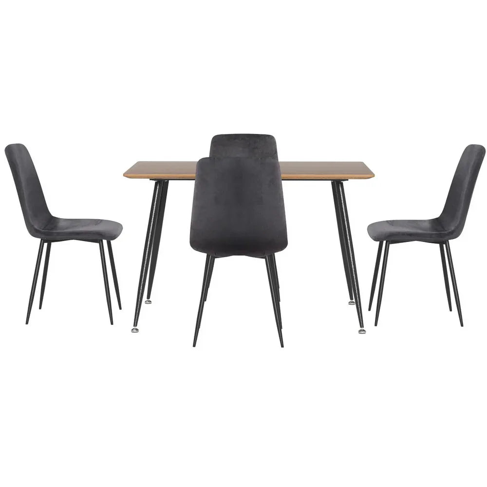 1 Artiss Dining Table and 4 Chairs Set Grey Velvet - Mekamart Australia