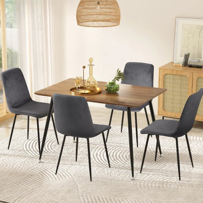1 Artiss Dining Table and 4 Chairs Set Grey Velvet - Mekamart Australia