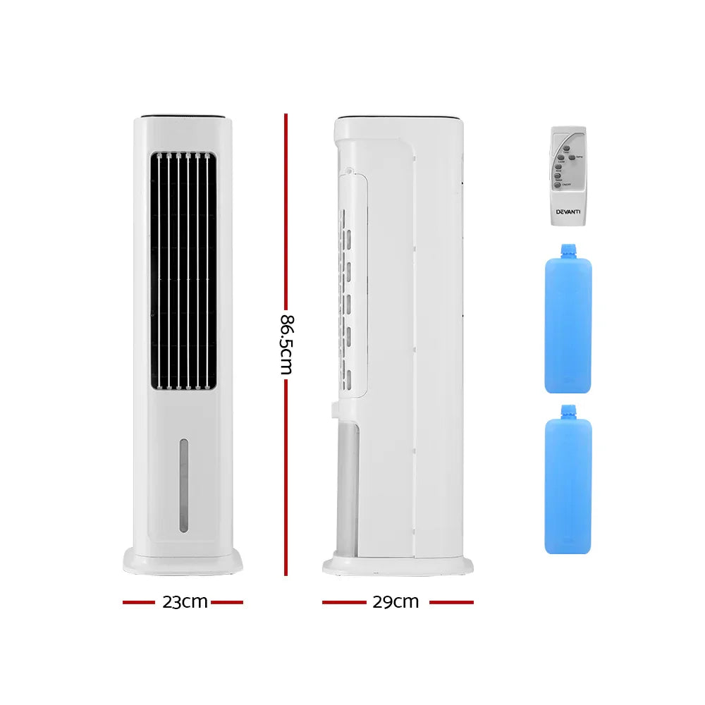 Devanti Tower Evaporative Air Cooler Conditioner Portable Cool Fan Humidifier 6L - Mekamart Australia