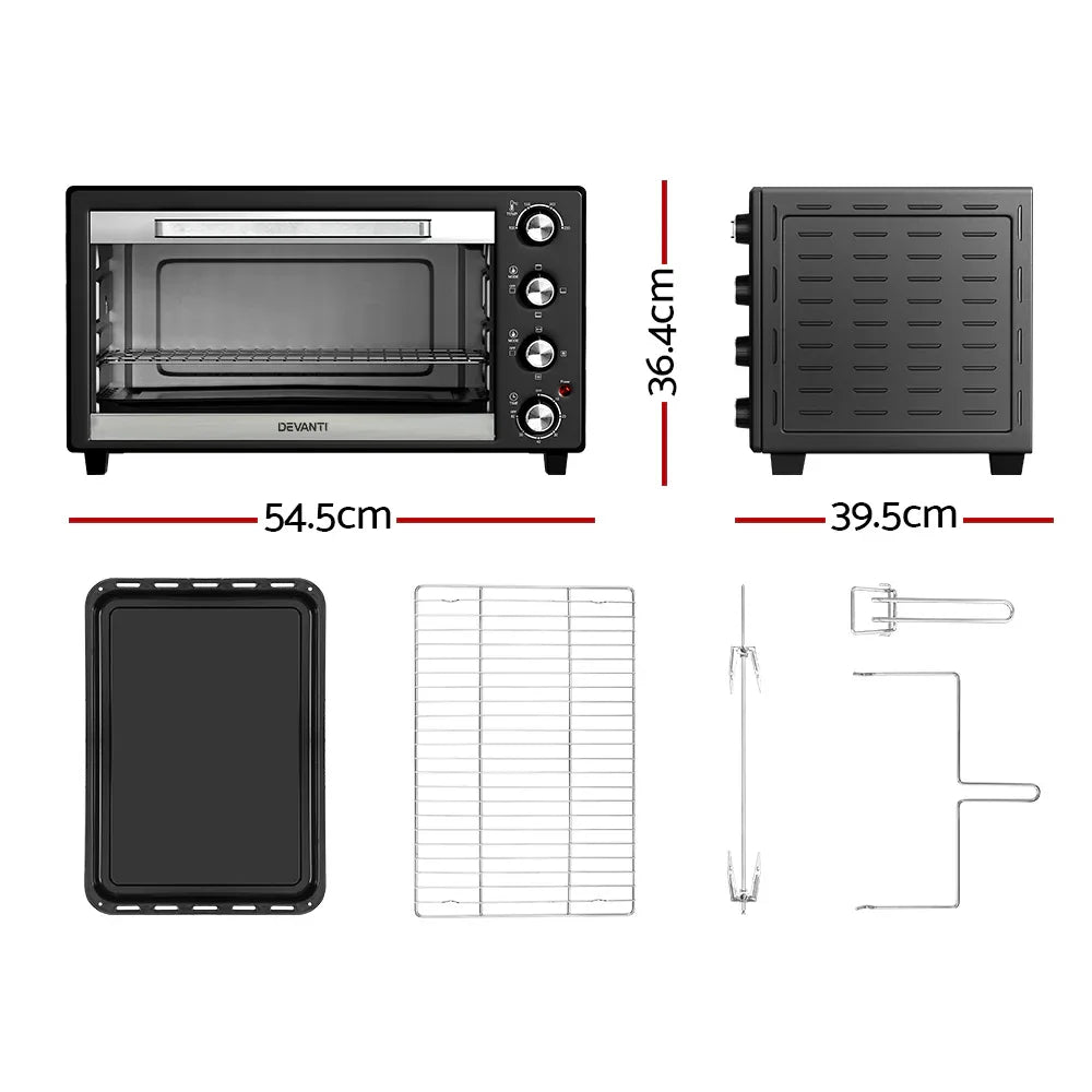 Devanti 45L Convection Oven Electric Fryer Ovens 1800W - Mekamart Australia