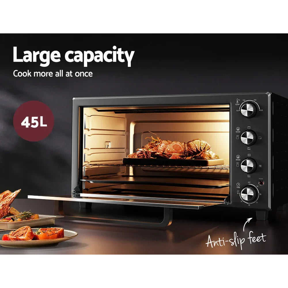 Devanti 45L Convection Oven Electric Fryer Ovens 1800W - Mekamart Australia