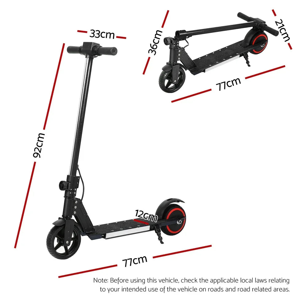 Electric Scooter 130W 16KM/H LED Light Folding Portable Riding Commuter Black - Mekamart Australia