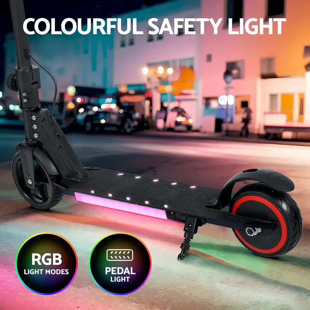 Electric Scooter 130W 16KM/H LED Light Folding Portable Riding Commuter Black - Mekamart Australia