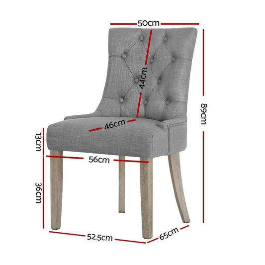 Artiss Dining Chairs Set of 4 Linen French Provincial Grey - Mekamart Australia