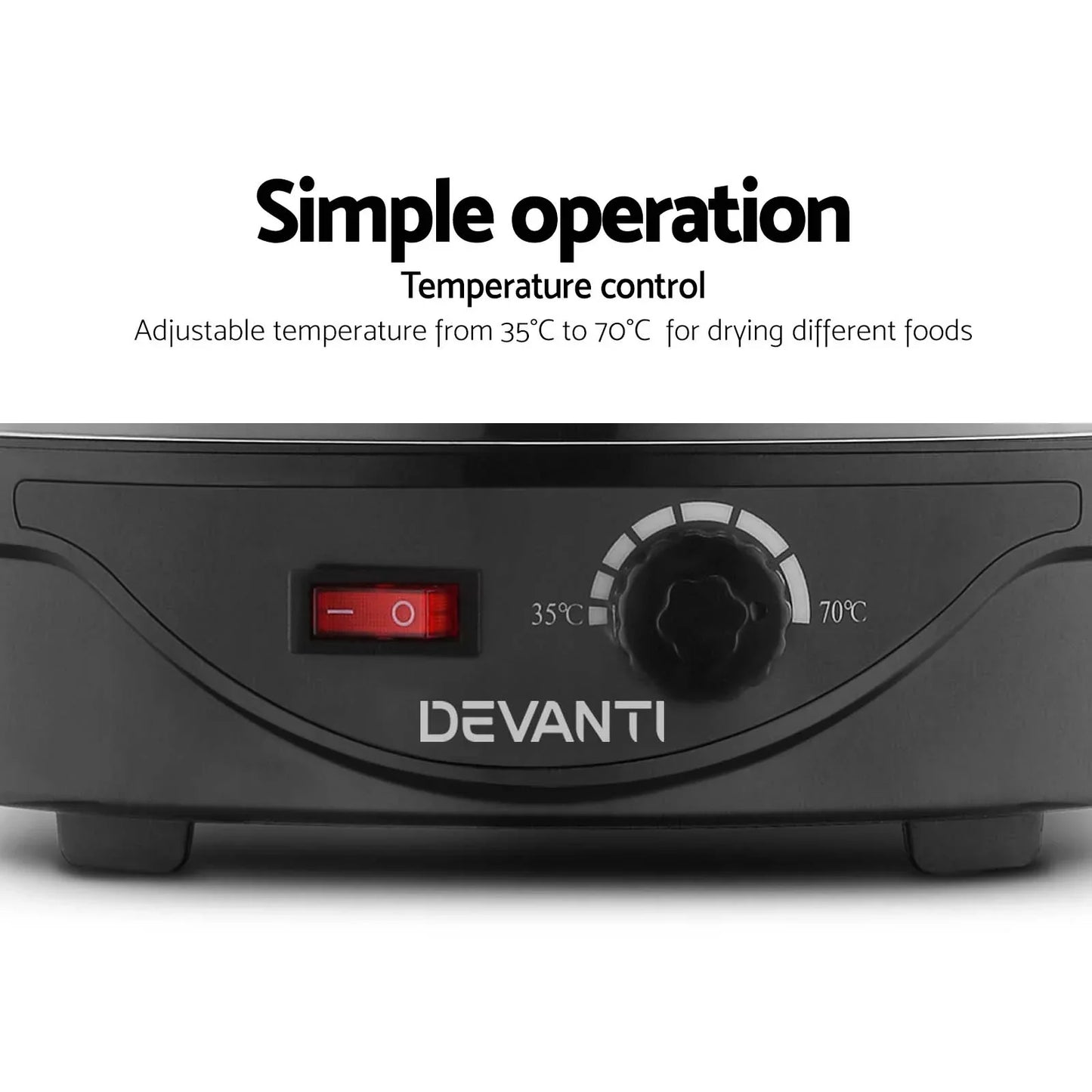 Devanti 5 Trays Food Dehydrator Fruit Dehydrators Pet Beef Jerky Dryer Black - Mekamart Australia
