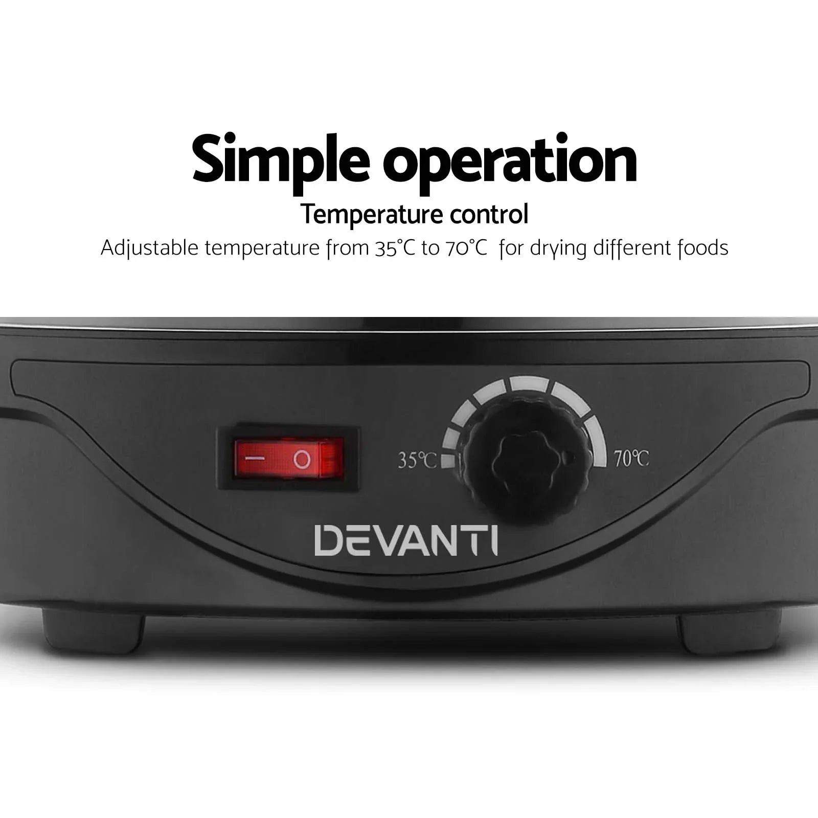 Devanti 5 Trays Food Dehydrator Fruit Dehydrators Pet Beef Jerky Dryer Black - Mekamart Australia