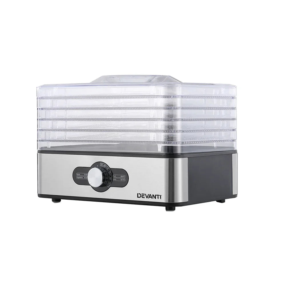 Devanti 5 Trays Food Dehydrator Stainless Steel Tray - Mekamart Australia