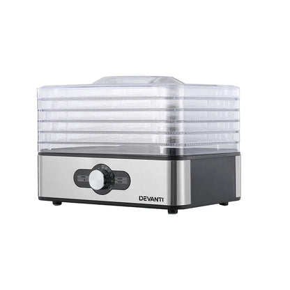 Devanti 5 Trays Food Dehydrator Stainless Steel Tray - Mekamart Australia