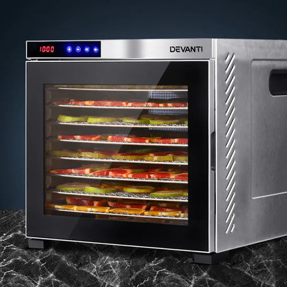 Devanti 10 Trays Food Dehydrator Stainless Steel Tray - Mekamart Australia