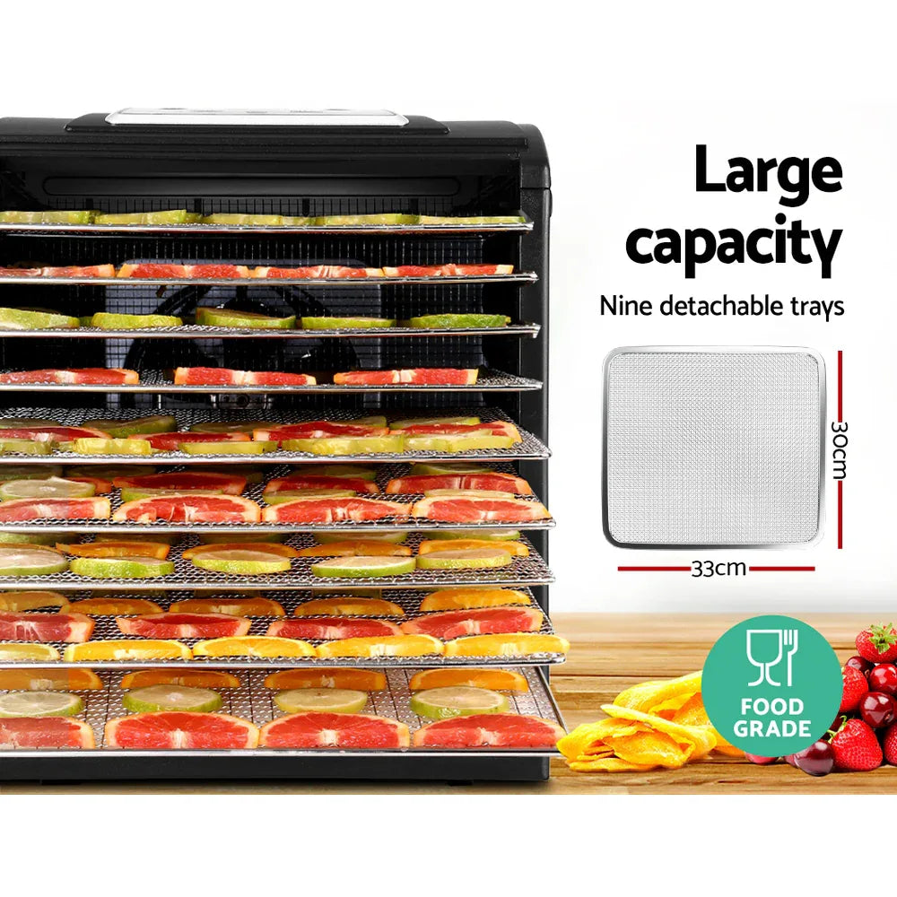 Devanti 9 Trays Food Dehydrator Stainless Steel Tray - Mekamart Australia