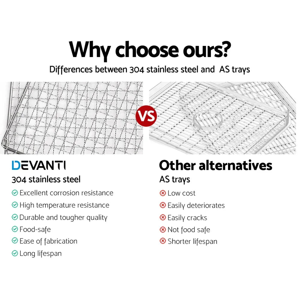 Devanti 6 Trays Food Dehydrator Stainless Steel Tray - Mekamart Australia
