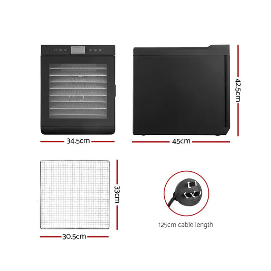 Devanti 10 Trays Food Dehydrator Stainless Steel Tray - Mekamart Australia