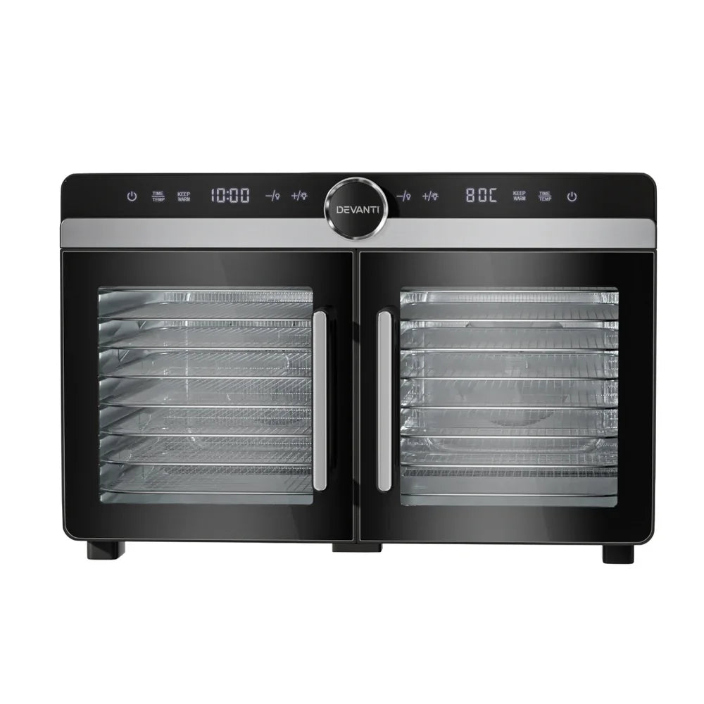 Devanti 16 Trays Food Dehydrator Dual-Zone Stainless Steel - Mekamart Australia
