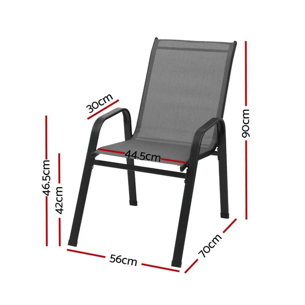 Gardeon 4PC Outdoor Dining Chairs Stackable Lounge Chair Patio Furniture Grey - Mekamart Australia