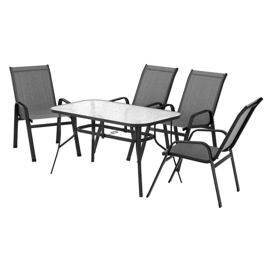 Gardeon 5PC Outdoor Dining Set Table and Chairs Patio Furniture Bistro Set Garden Grey - Mekamart Australia
