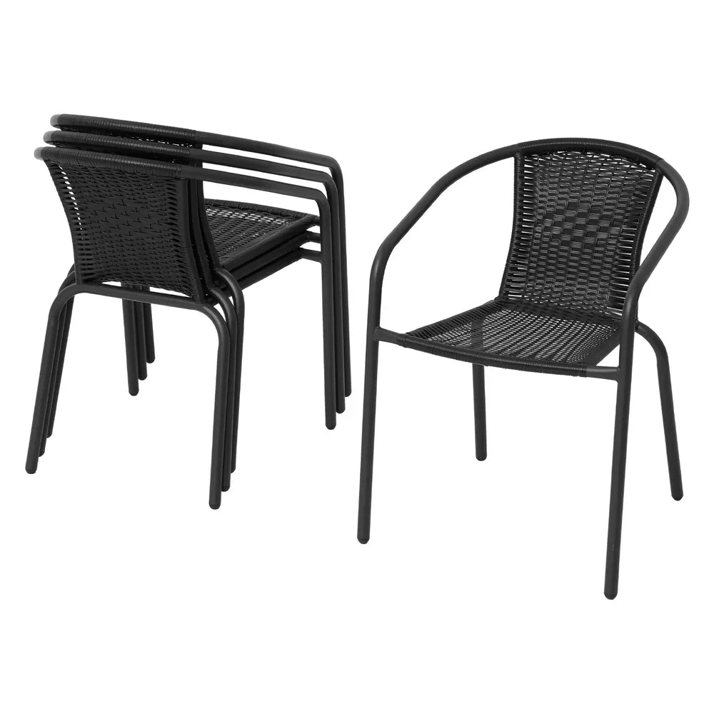 Gardeon Outdoor Dining Set 5 Piece Steel Stackable Chairs Table Patio Furniture - Mekamart Australia