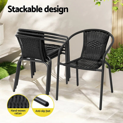 Gardeon Outdoor Dining Set 5 Piece Steel Stackable Chairs Table Patio Furniture - Mekamart Australia