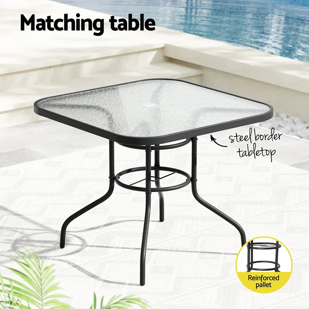 Gardeon Outdoor Dining Set 5 Piece Steel Stackable Chairs Table Patio Furniture - Mekamart Australia