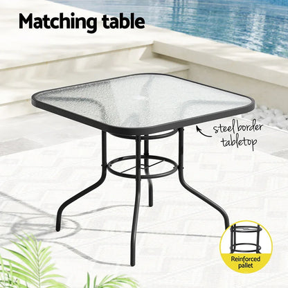 Gardeon Outdoor Dining Set 5 Piece Steel Stackable Chairs Table Patio Furniture - Mekamart Australia