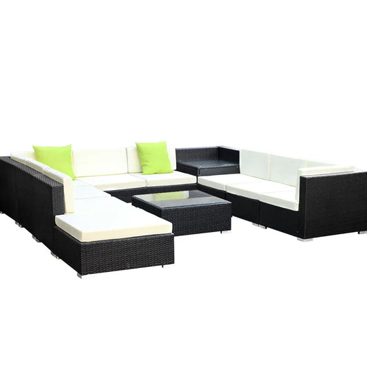 Gardeon 11PC Outdoor Furniture Sofa Set Wicker Garden Patio Lounge - Mekamart Australia