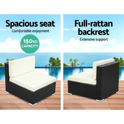 3PC Gardeon Outdoor Furniture Sofa Set Wicker Rattan Garden Lounge Chair Setting - Mekamart Australia