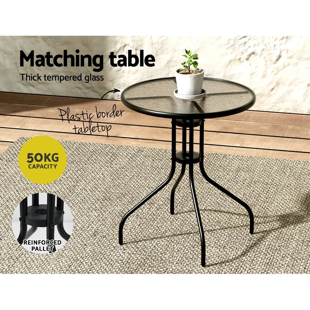 Gardeon 5PC Bistro Set Outdoor Table and Chairs Stackable Outdoor Furniture Black - Mekamart Australia