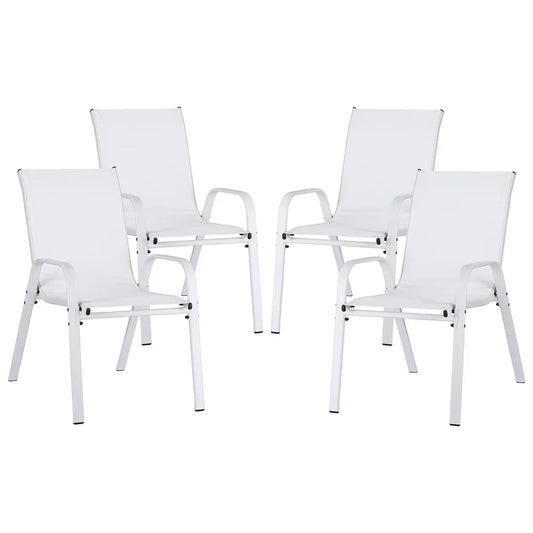 Gardeon 4PC Outdoor Dining Chairs Stackable Lounge Chair Patio Furniture White - Mekamart Australia