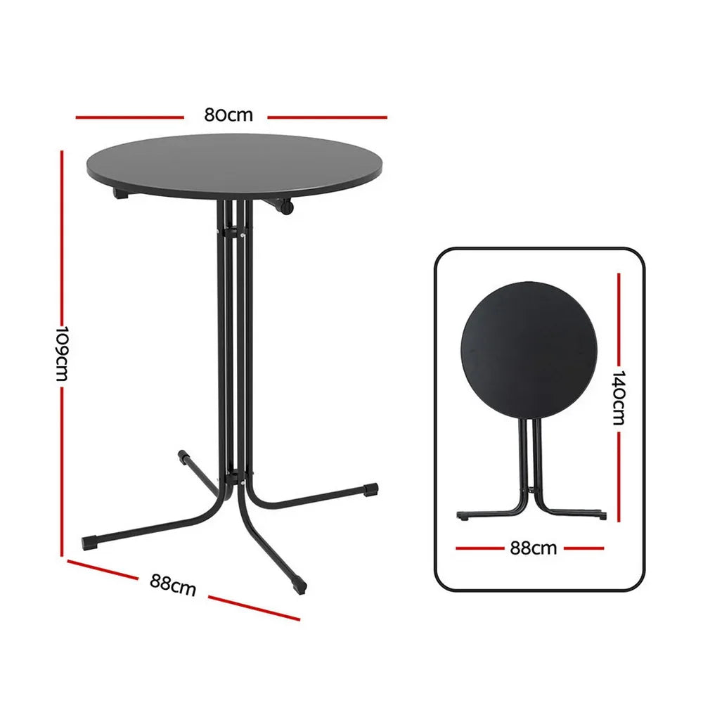 Gardeon Outdoor Bar Table Round Folding Desk Top 109cm Patio Furniture Black - Mekamart Australia