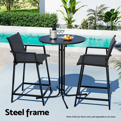 Gardeon Outdoor Bar Table Round Folding Desk Top 109cm Patio Furniture Black - Mekamart Australia