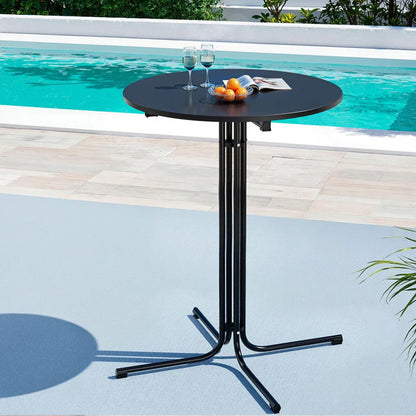 Gardeon Outdoor Bar Table Round Folding Desk Top 109cm Patio Furniture Black - Mekamart Australia