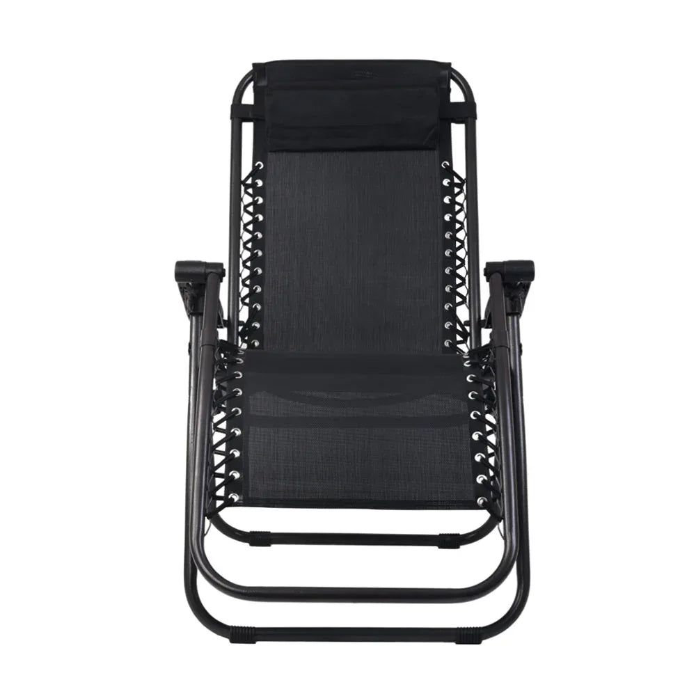 Gardeon Zero Gravity Chair Folding Outdoor Recliner Adjustable Sun Lounge Camping Black - Mekamart Australia
