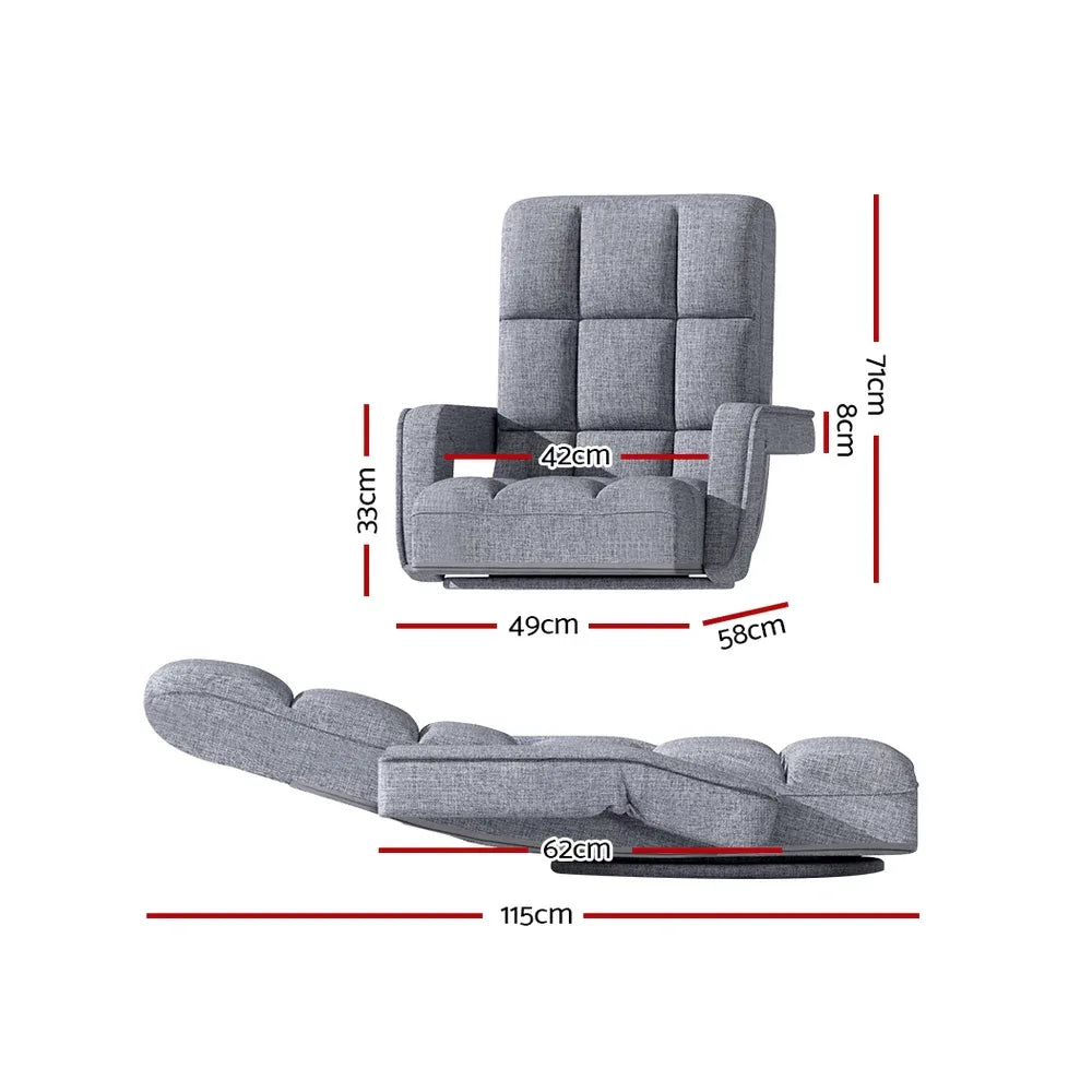 Artiss Floor Chair Lounge Sofa Swivel Grey - Mekamart Australia