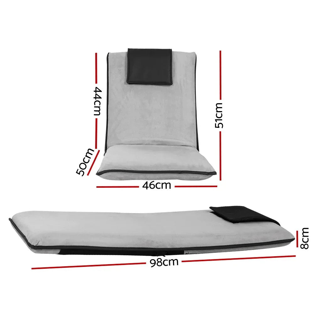 Artiss 2X Floor Lounge Sofa Bed Floor Cushion Velvet Grey - Mekamart Australia